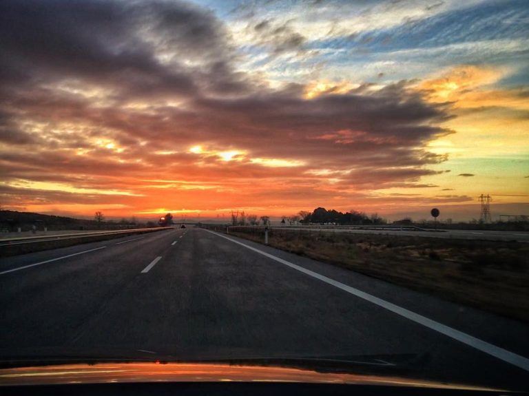 Comeback to BCN, sunrise on road #pics